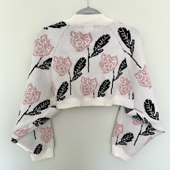 Anthropologie - Crop Printed Knit Shrug Sweater Floral OS Maeve NWOT - Picture 6 of 9